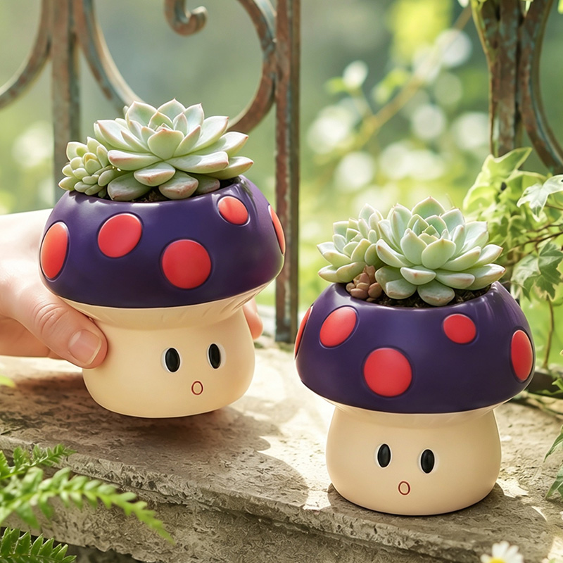 Schattige cartoon-paddenstoel  - Cactus Mix Pot recensie en prijs